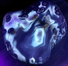 4.2 Lbs Polished Orca Agate Collector Piece Blue Chalcedony Fluorescent Geode picture