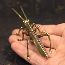Brass Locust Statue Vintage Grasshopper insect Figurine Tea Pet desktop Ornament picture
