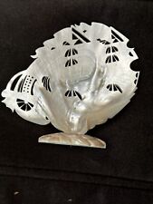 Chinese Hand Carved Mother of Pearl Ship on Stand Intricate Shell Carving picture