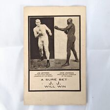 Antique Jack Johnson Jim Jeffries Postcard Pre 1910 A Sure Bet Promotional Rare picture