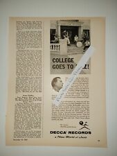 Decca Records College Goes to Jazz 1956 8x11 Magazine Ad picture