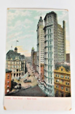 Wall Street Park Row New York City Trinity Church  Postcard Undivided Not Posted picture