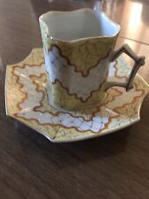 Victorian Spider Web tea cup and saucer painted  Webs 1890s Unusual picture