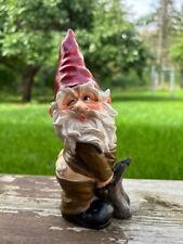 Gnome Peeing in Bush Shows Butt Garden Gnome Saucy Naughty Guy  7 inches H. New picture