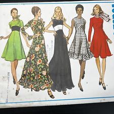 Vintage 1970s Vogue 2782 Mod Boho High Fit Flared Dress Sewing Pattern 10 UNCUT picture