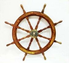 Nautical Brown Wooden Ship Wheel 42