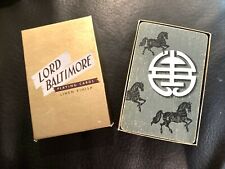 Vintage Lord Baltimore Playing Cards Linen Oriental Motif Box Lucky Horses Gray picture