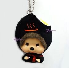 780470 Big Head Monchhichi Hakone Mascot Keychain Key Holder Black Egg ~ RARE ~ picture