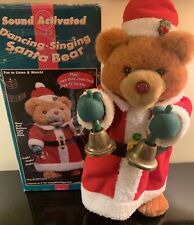 VGC Vtg Dancing Singing Santa Bear With Bells Sound Activated Christmas. WORKS. picture