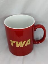 Vintage TWA Trans World Airlines Mug Red Gold Logo Kilncraft STL England picture