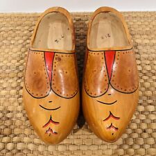 Vintage Dutch Wooden Shoes Clogs Holland Carved Hand Painted Design Size 21 1/2 picture