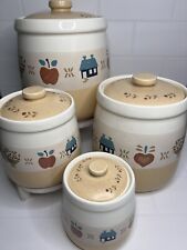Vintage Rare Farmhouse Crock Stoneware Canister Set Japanese Kitchen Storage picture