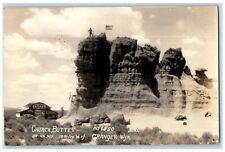 c1930's Church Buttes Garage Windmill Flag Granger WY RPPC Photo Postcard picture