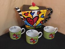 Romero Britto A New Day Teapot and 3 cups picture