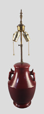 ANTIQUE ITALIAN TERRA-COTTA POTTERY OX BLOOD RED COLOR TABLE LAMP SIGNED picture