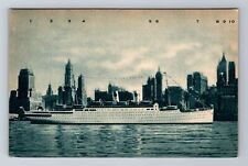 Manhattan NY-New York, Skyscrapers, Ship, Transportation, Vintage Postcard picture