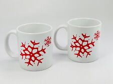 Pair 2pc Lot 2005 Seattle's Best Coffee Christmas Holiday Ceramic Cup Snowflake picture