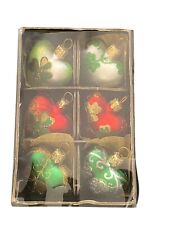 6 Colorful Heart Shaped Shamrock Christmas Ornaments By Blarney Woolen Mills picture