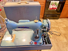 Vintage Super Deluxe Precision Dragon Sewing Machine Blue Working Needs work. picture