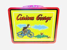 Vintage 1997 Curious George Lunch Box Series #3 Monkey On Bike Tin Lunchbox picture