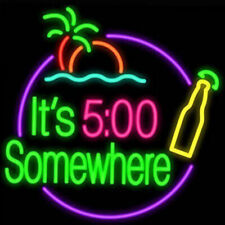 Amy It's 5 O'clock Somewhere Palm Tree Bottle Neon Light Sign 20
