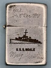 Vintage 1937-1950 USS Moale Navy Destroyer Chrome Zippo Lighter picture