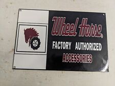 OLD VINTAGE WHEEL HORSE FACTORY ACCESSORIES PORCELAIN HEAVY METAL SIGN TRACTOR picture