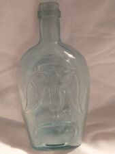 Nice Aqua Blue Double Eagle Flask Bottle Pittsburgh Mid 1800's *See Flaws* picture