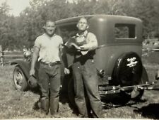 2H Photograph Handsome Men Pose Old Car 1932 Cedar Crest Manager & Helper Named picture