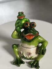 MOMMY FROG WITH BABY FROG TRINKET BOX BY KEREN KOPA, CRYSTALS, COLLECTION PIECE picture