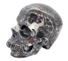 Large 4.8” Chinese Bloodstone Skull Carved Realistic Marble Solid Stone Heavy picture