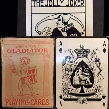 Antique Playing Cards Gladiator High Grade Condensed Poker Deck 52+ Joker & Box picture