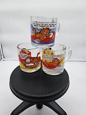 Set of 3 Vintage 1978 Garfield McDonalds Clear Glass Coffee Mugs Cups Jim Davis picture