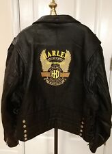Vintage 1980s Harley Davidson Leather Jacket Sz 54 Padded Embroidered Logo picture
