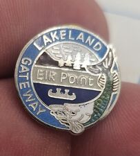VTG Lapel Pinback Hat Pin Silver Tone Lakeland Gateway Elk Point Enameled  picture