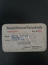 Vintage Rare 1935 Detroit & Cleveland Navigation Co Steamboat Pass President  picture