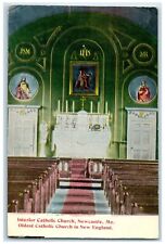 1913 Interior Oldest Catholic Church Newcastle Maine ME Vintage Antique Postcard picture