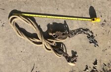 Block & Tackle Double Wheel Pulleys Rope Fence Stretcher vintage picture