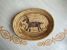 Pima Handwoven Antique Basket Oval  Tray Bowl Wild Animal Wildlife  picture