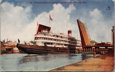 c1920's Whaleback Steamer Bridge Up Milwaukee WI Christopher Columbus Dock Flags picture