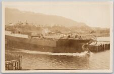 Launching of 'Canadian Scottish' Ship 1921 Prince Rupert BC RPPC Postcard H63 picture