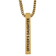 Officer's Daughter Gold Plated Pillar Bar Pendant Necklace Gift Mother's Day Chr picture