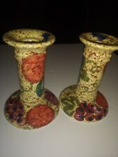 Vintage Pair Of Pier 1 Candle Sticks Abstract Fruit  picture