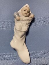 Vintage Porcelain LLADRO 1991 Baby's First Christmas Ornament White & Blue Boxed picture