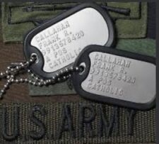 2 Military Dog Tags Custom Embossed - GI ID Tags - Personalized Tag picture