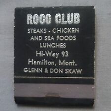 Roco Club Cocktail Lounge Matchbook Hamilton Montana Unstruck Front Strike Old picture
