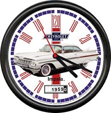 Licensed 1959 White Impala 2 Door Muscle Car General Motors Sign Wall Clock picture