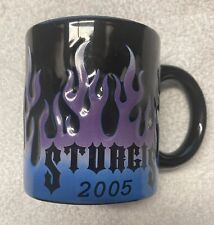 2005 Sturgis  Ceramic Coffee Tea Mug. Purple blue black textured flames  picture