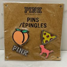 Victoria's Secret Pink Lapel Pins Set Peach, Pizza, PINK, & Dog NEW Super cute picture