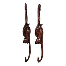 Vintage Hand-Carved Monkey Hooks Primitive Rustic Acacia Wood Jungle Theme picture